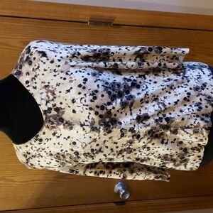 J jill abstract floral cardigan tan grey white 3/4 sleeve